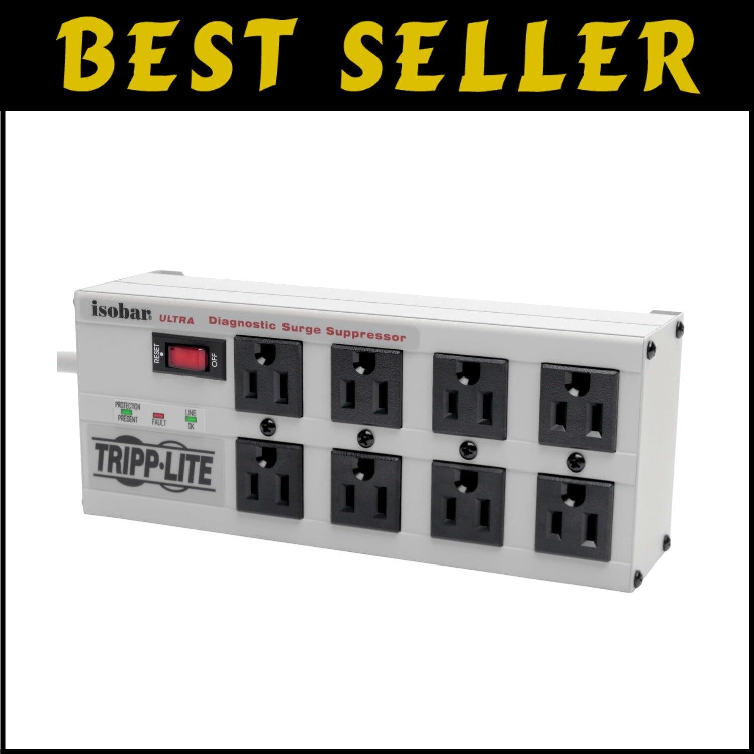25ft Surge Protector Power Strip - 8 Outlets, Metal Housing & Lifetime Insurance