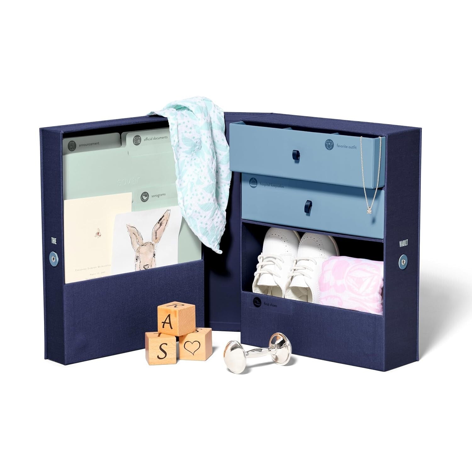 Baby Keepsake Organizer Box - Gender-Neutral & Modern Acid-Free Memory Storage