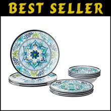 Load image into Gallery viewer, Lightweight Shatterproof 12-Piece Dinnerware Inspired by Classic Talavera Design