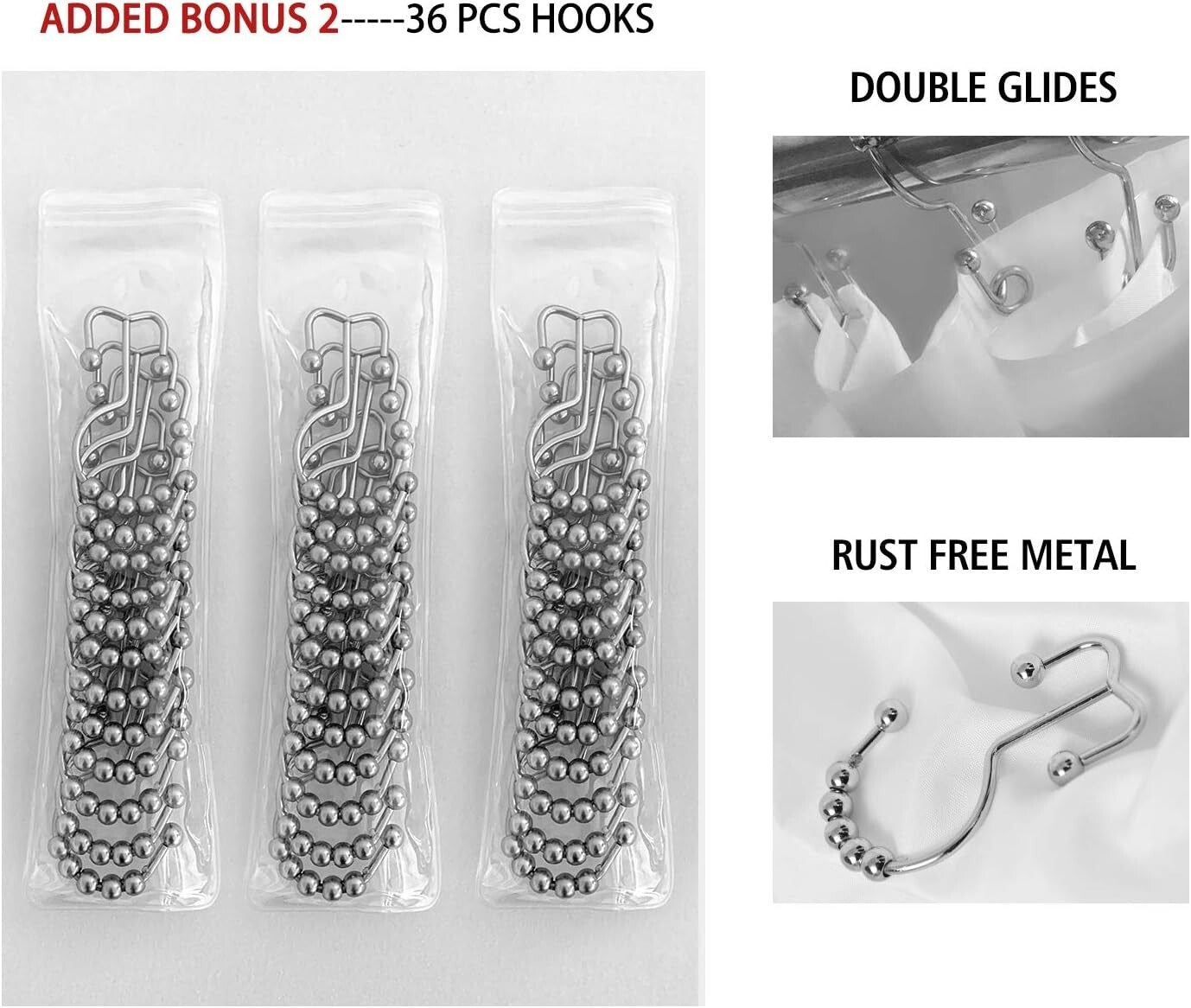 Elegant 180 x 70 Cotton Waffle Shower Curtain with PEVA Liner and Hooks - White