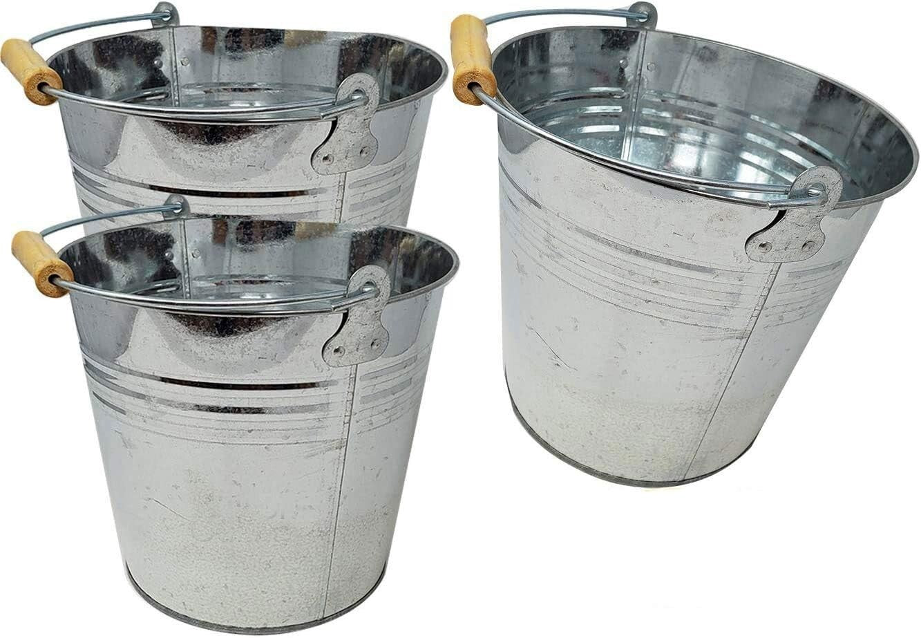 Versatile 3-Pack Metal Buckets - Ideal for Ice, Beer, or Retro Gift Baskets