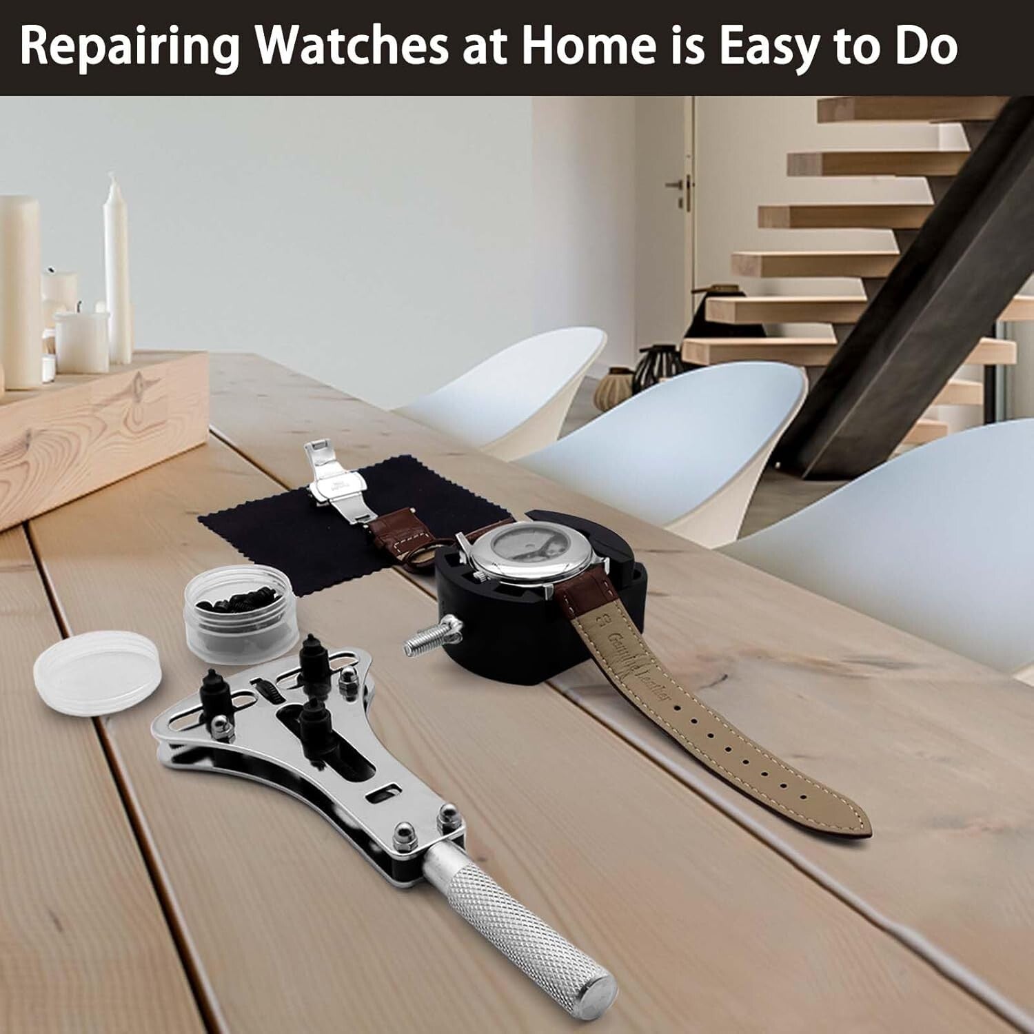 Durable Multifunctional Watch Repair Set with Carrying Case for Easy Use