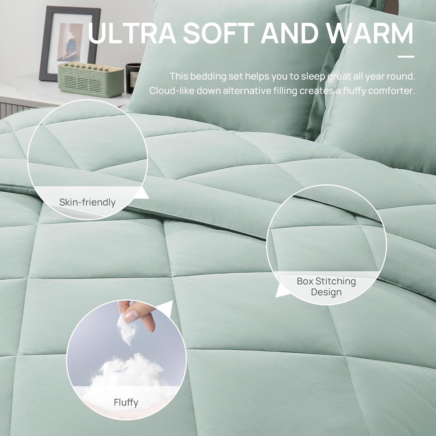 Complete Full Size Aqua Comforter Set - Hypoallergenic and Easy to Care