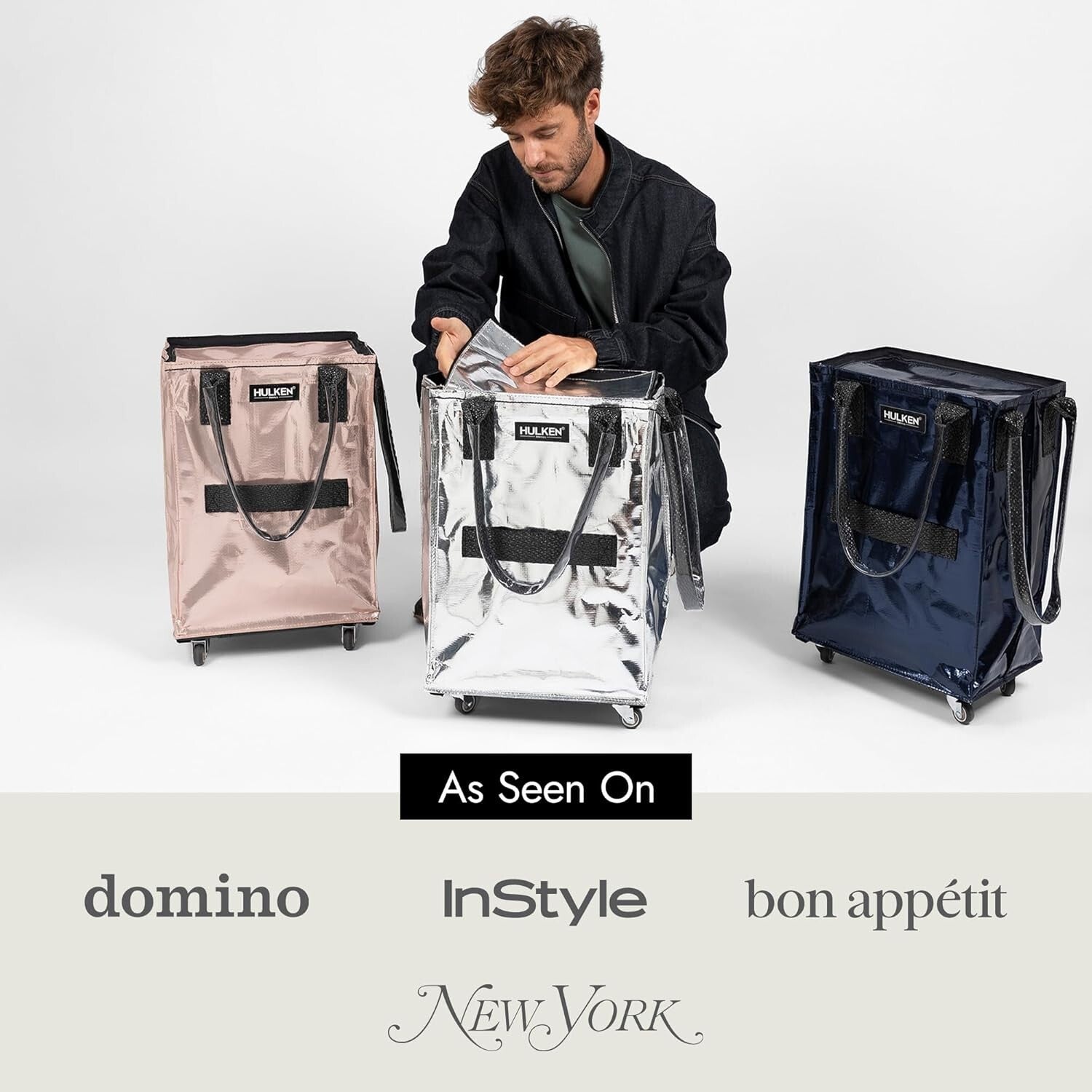 Durable Lightweight Rose Gold Shopping Trolley with Swivel Wheels & Zipper