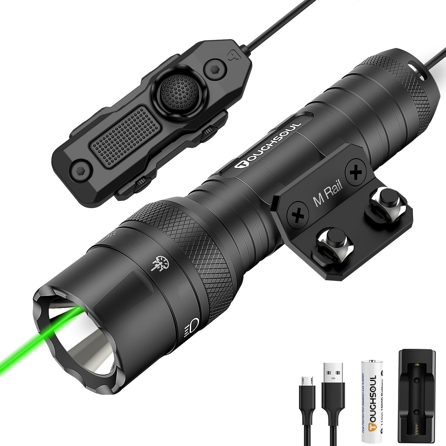 Mlok Tactical Flashlight 1250 Lumens - Rechargeable, Waterproof & Adjustable