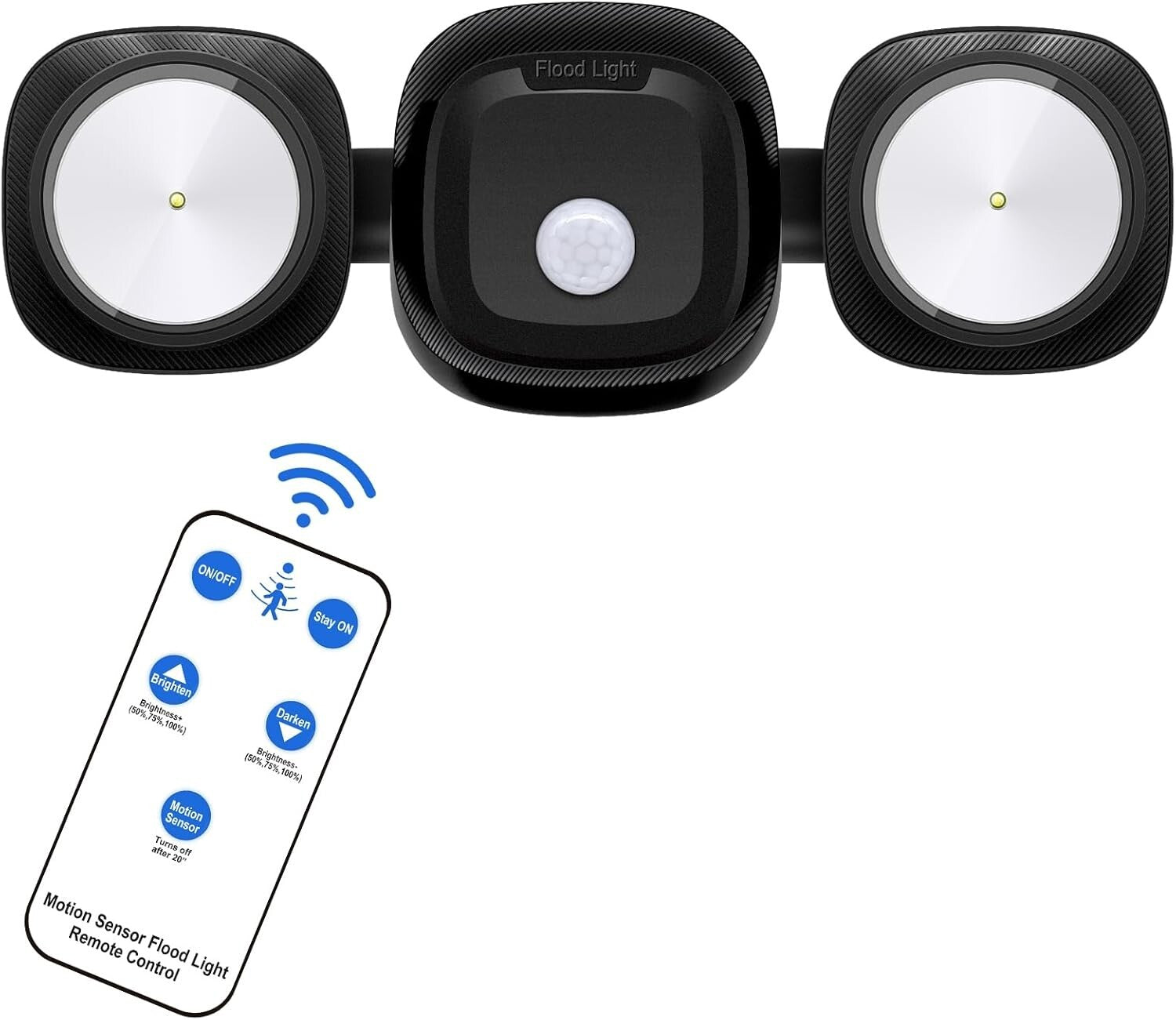 Battery Powered Motion Sensor Flood Lights with Remote for Outdoor Security