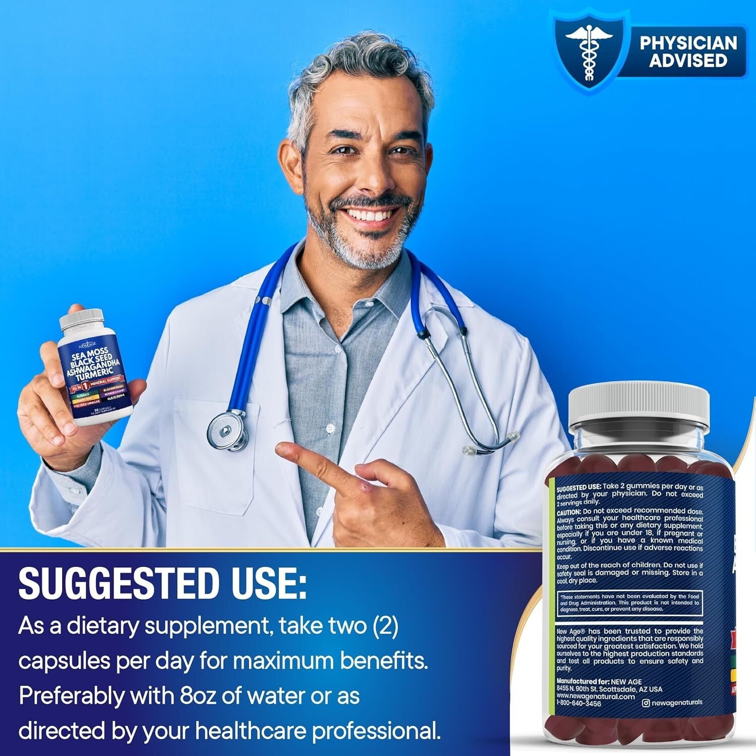 10-in-1 Sea Moss Gummies with Ashwagandha & Black Seed for Overall Vitality