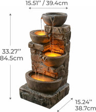 Load image into Gallery viewer, 5.51-Gallon Cascading Bowls Garden Fountain with LED Lights - Relaxing Ambiance