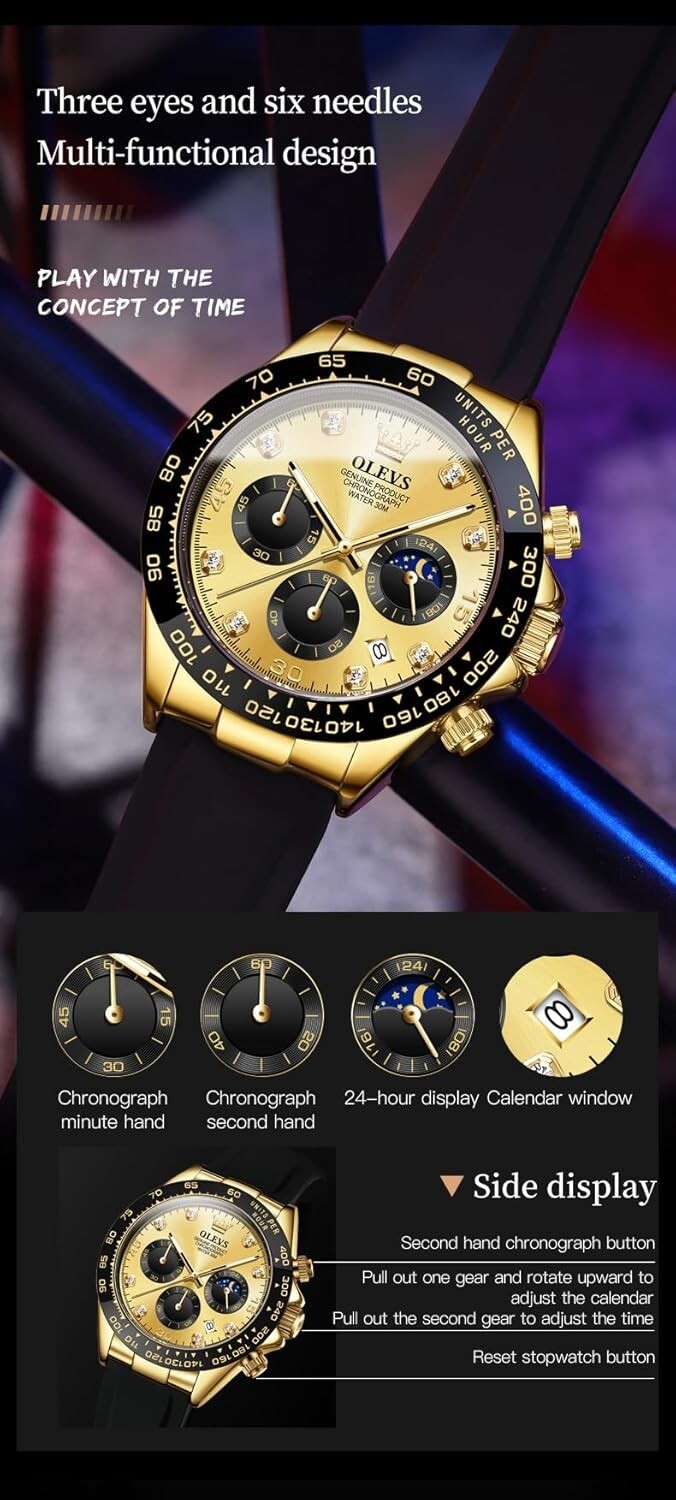 Elegant Business Men's Watch with Diamond Dial & Luminous Waterproof Feature