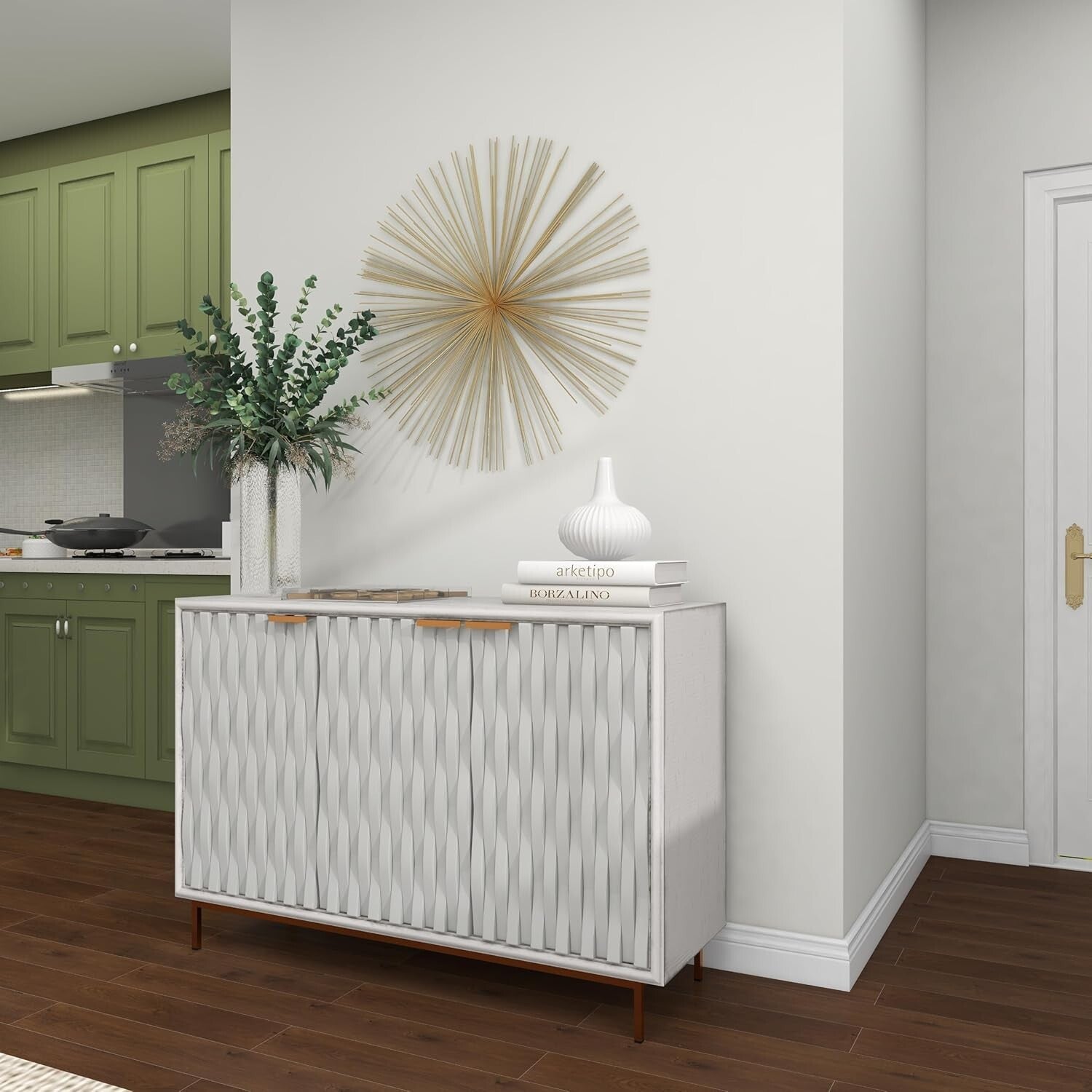 Elegant 32" Gold Satin Finish Metal Starburst Wall Sculpture for Modern Homes