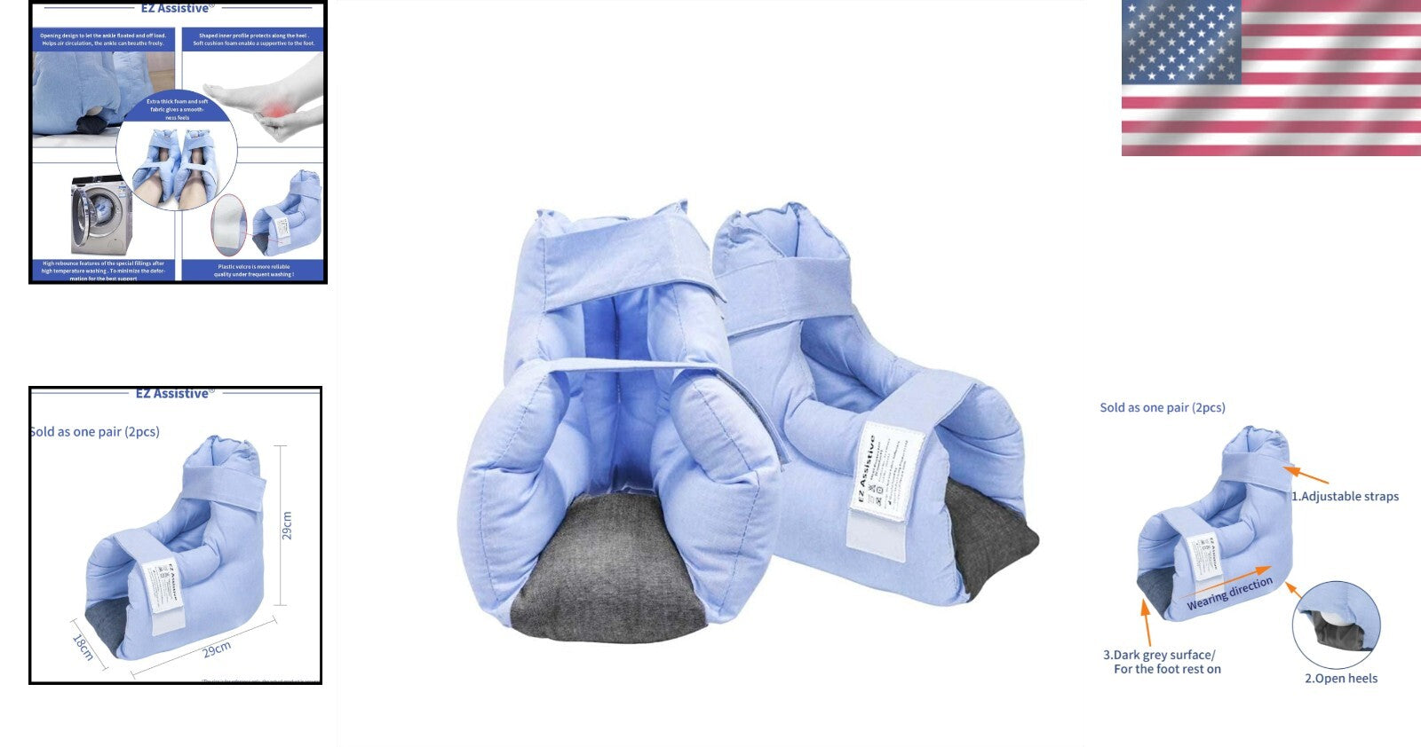 Adjustable Comfort Heel Protectors with Double Straps - Bed Sore Prevention Aid