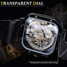 Load image into Gallery viewer, Elegant Men's Skeleton Wristwatch with Flower Movement Carving &amp; Stainless Steel