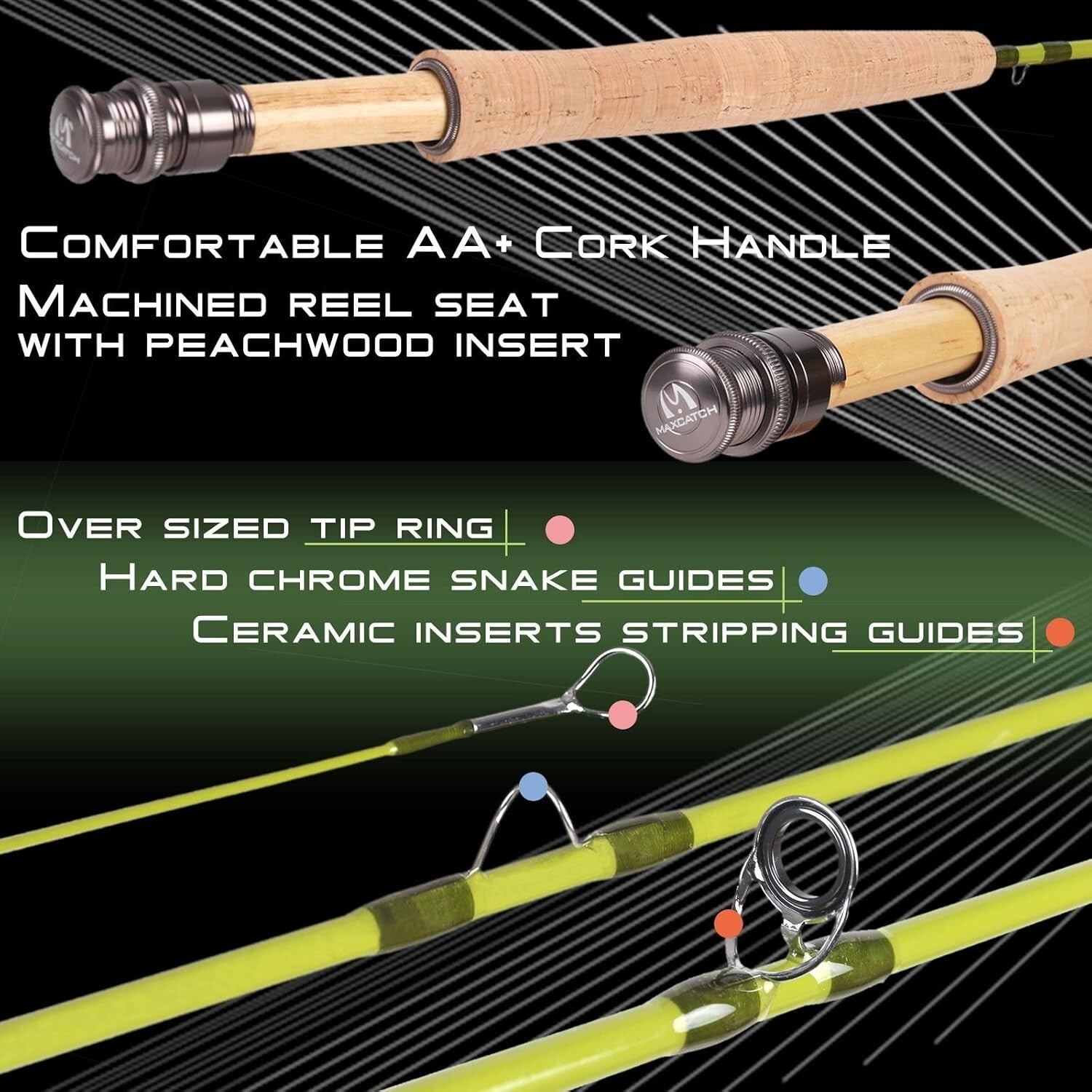 Maxcatch Ultra-Lite 3-Piece Fly Rod for Stream Fishing - 72" Medium-Fast Action