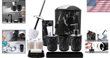 Load image into Gallery viewer, 9-Piece Black Marble Bathroom Accessories Set - Enhancing Elegance and Function