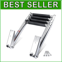 Load image into Gallery viewer, Compact Stainless Steel Telescoping 4 Step Ladder for Pontoon &amp; Yacht Boarding