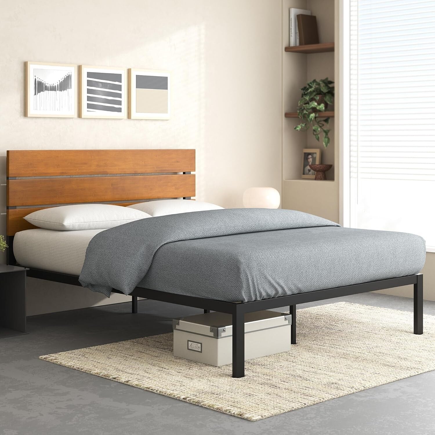 Paul Twin Metal and Bamboo Bed Frame - Easy Assembly, Stylish Under-Bed Storage