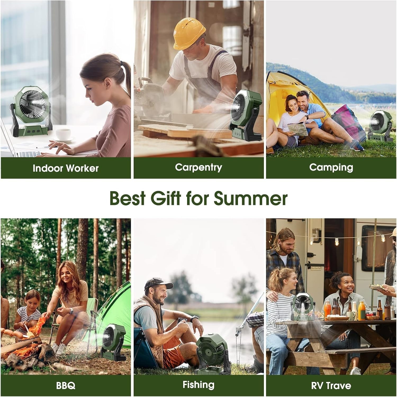 Durable Portable Misting Fan with Three Speeds & LED Light - Ideal for Outdoors