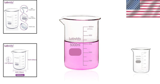 5000ml Borosilicate Glass Beaker, ASTM E960 Compliant - Laboratory Essential