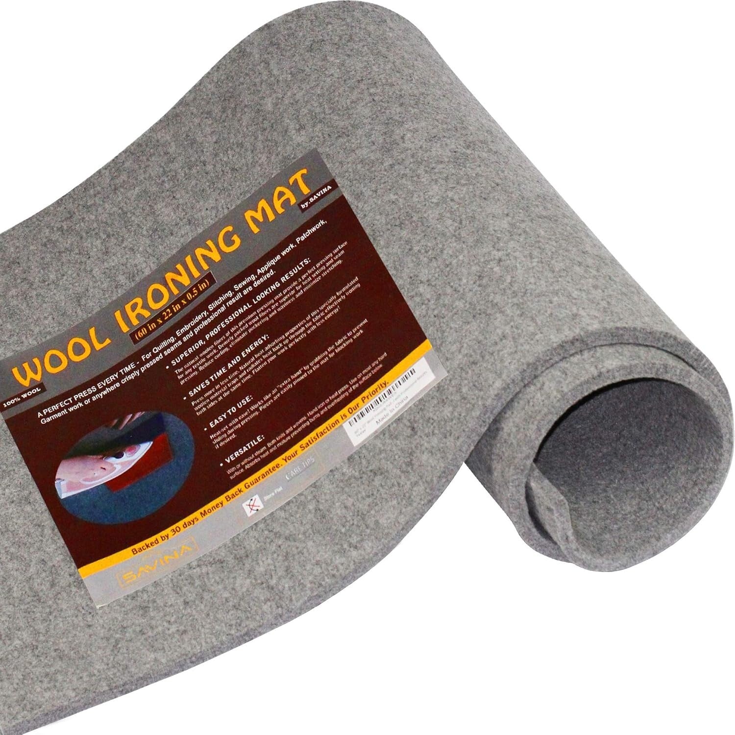 Deluxe 60" x 22" Quilting Ironing Mat - Non-Stretch Wool for Flawless Results