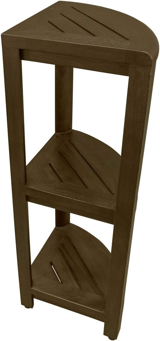 Durable Teak Shower Caddy with Adjustable Feet - Perfect for Corner Spaces