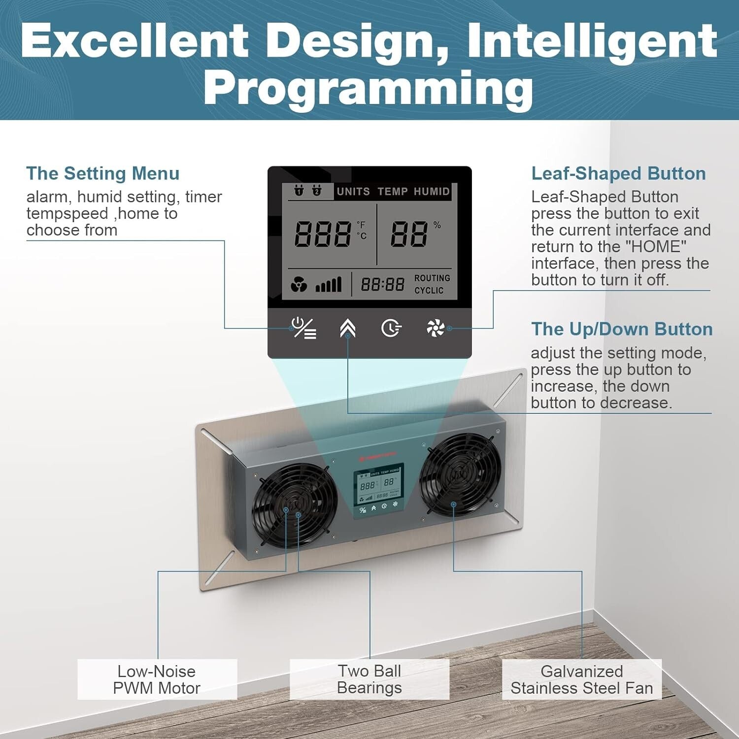 Stainless Steel Crawlspace Ventilator with Programmable Humidity Control - 48 dB