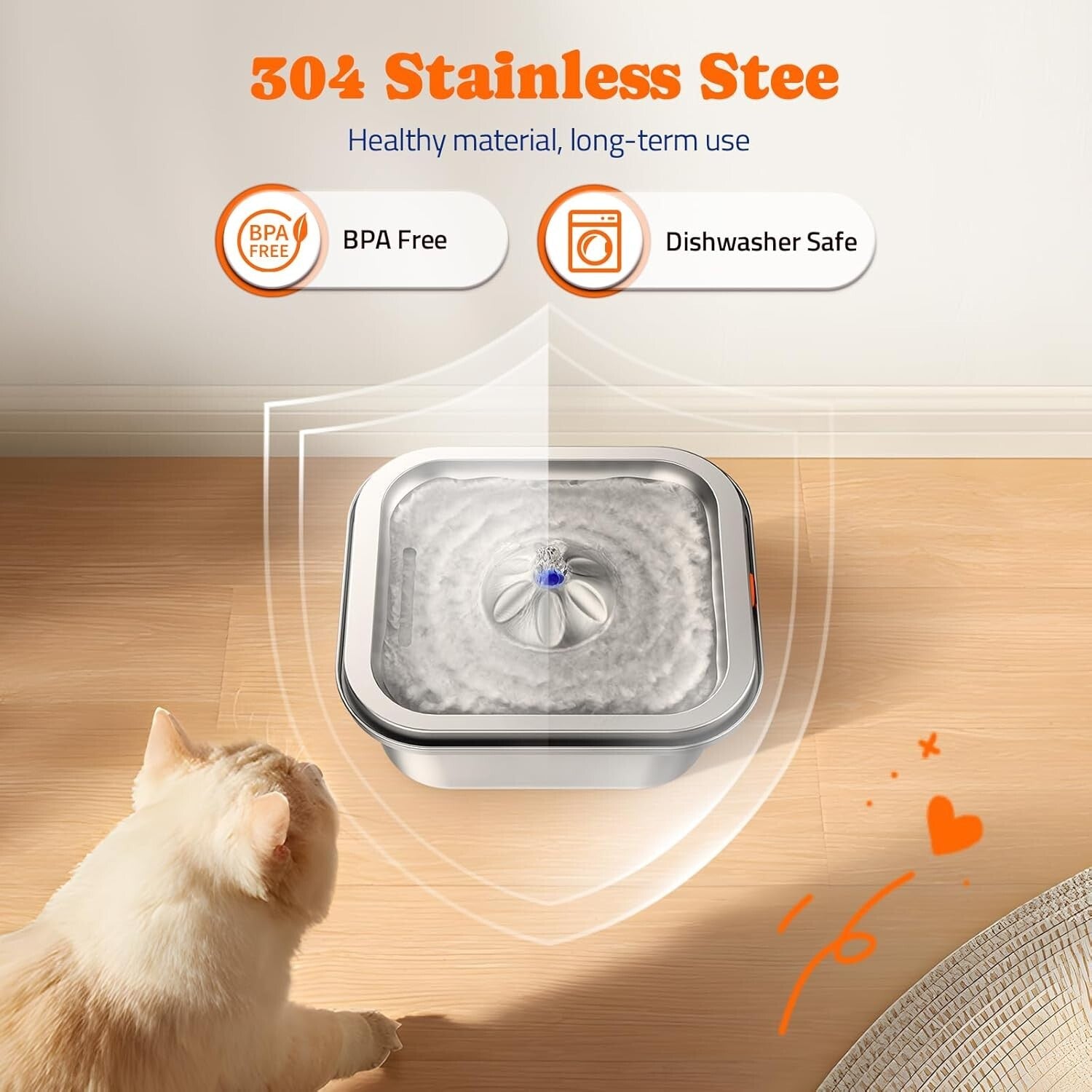 Dishwasher Safe Cat Water Fountain with Quadruple Filtration - 4L Capacity
