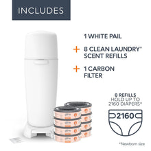 Load image into Gallery viewer, Stylish White Diaper Disposal System with 8 Refills - Perfect Baby Shower Gift