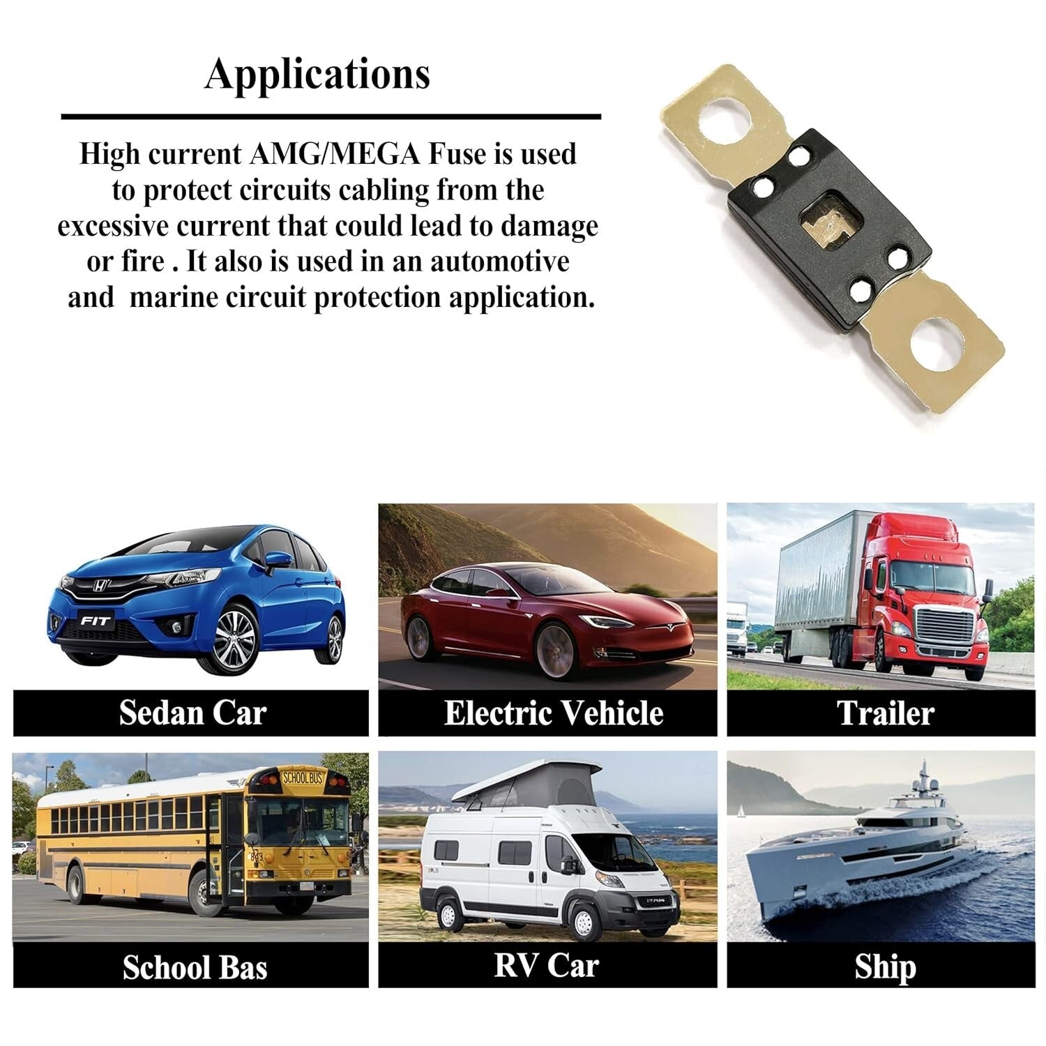 2-Pack MEGA/AMG Time Delay Fuses (40-500 Amp) for Automotive & Marine Use