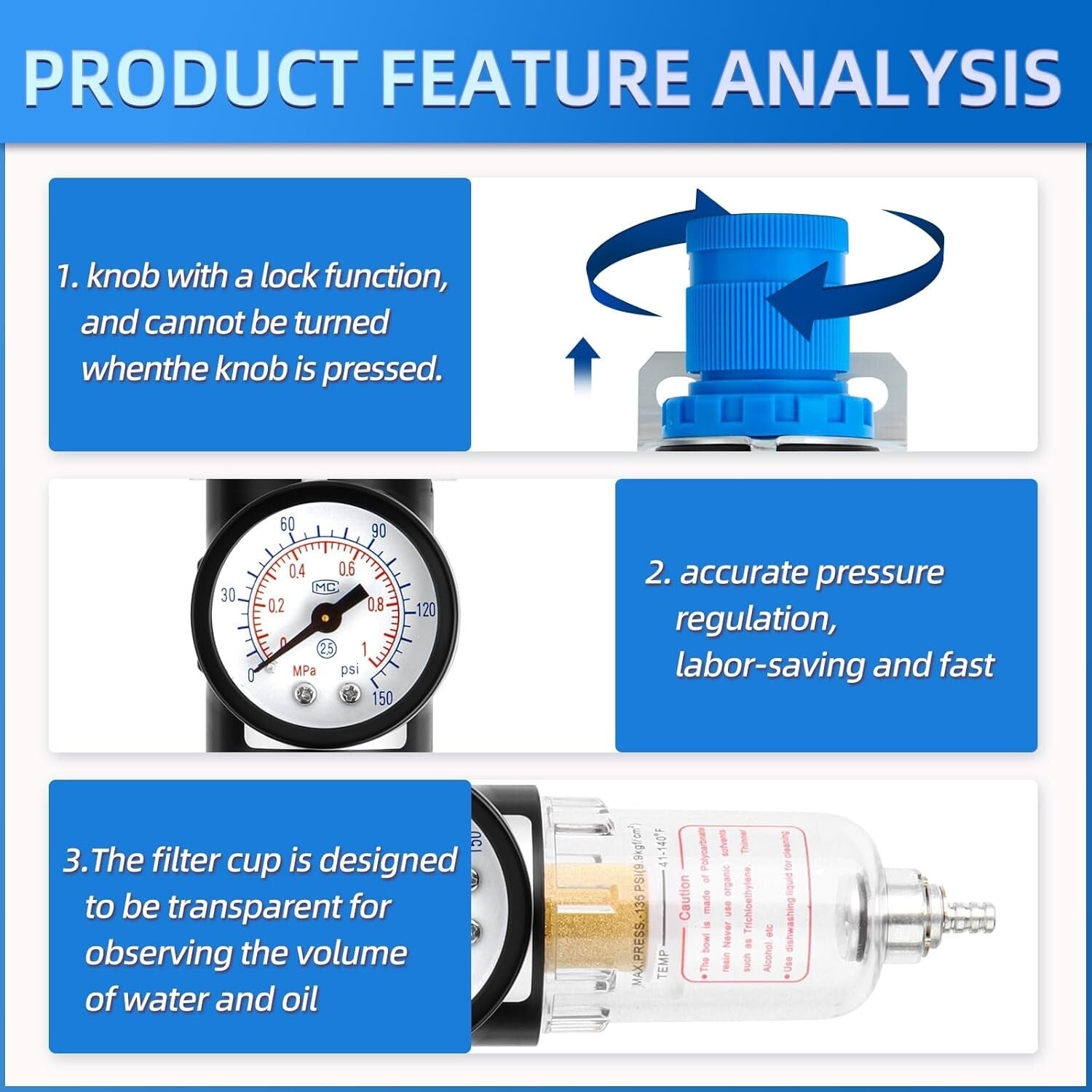 Durable Air Compressor Pressure Switch 120-155 PSI with Replacement Components