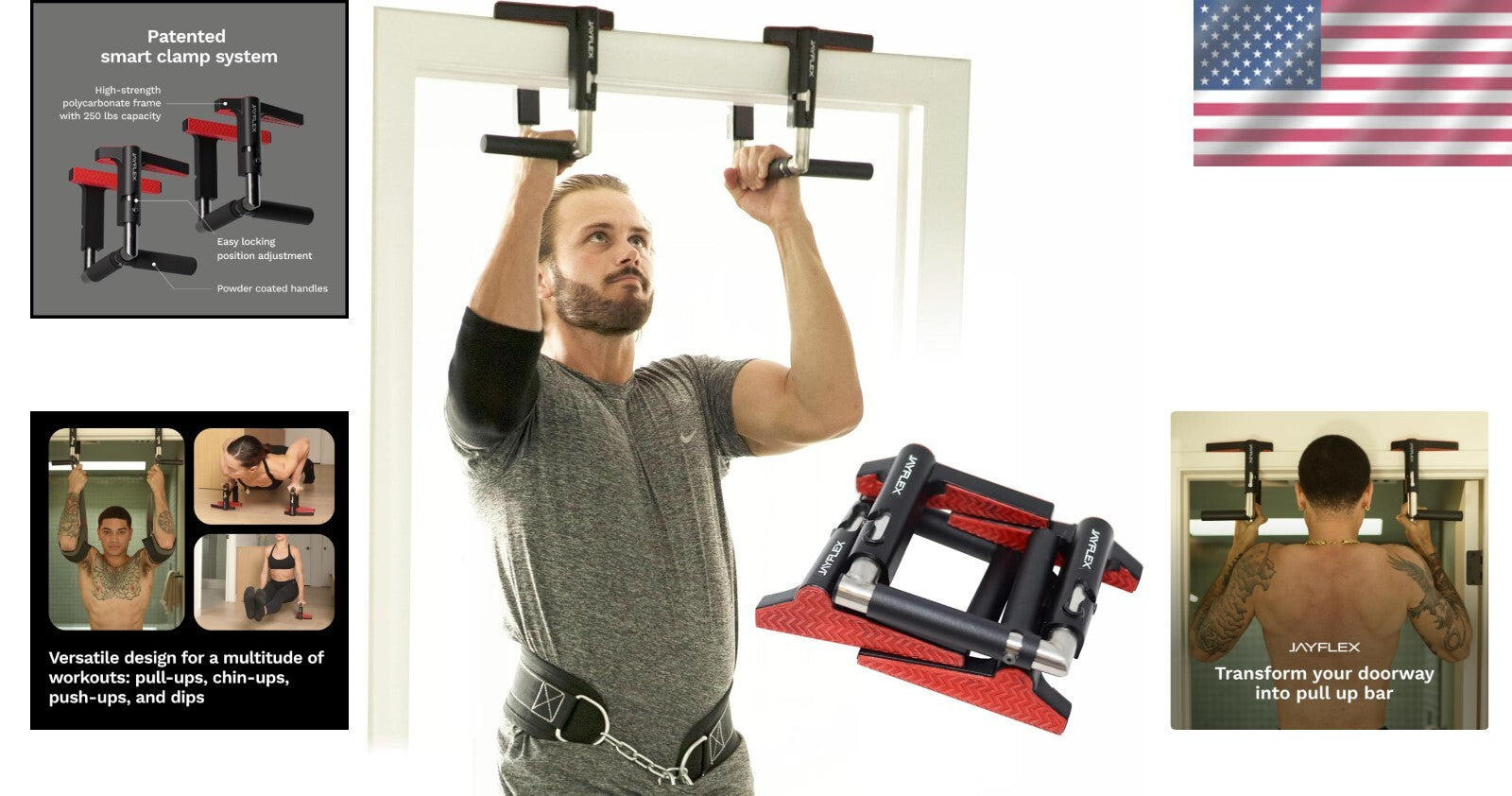 CrossGrips Door Pull Up Bar - No Screw Lightweight Fitness Solution for Adults