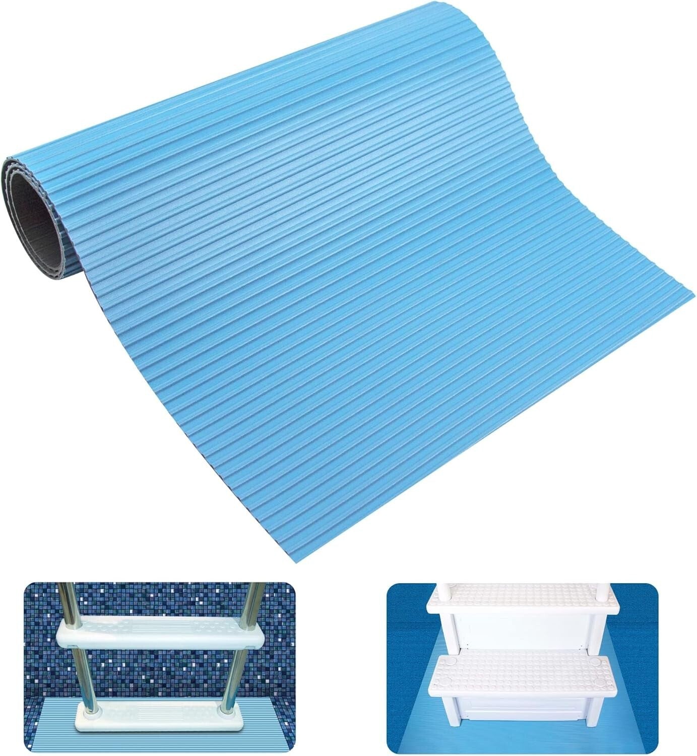 Versatile 36" x 36" Anti-Slip Pool Step Mat | Durable Protection for Ladders