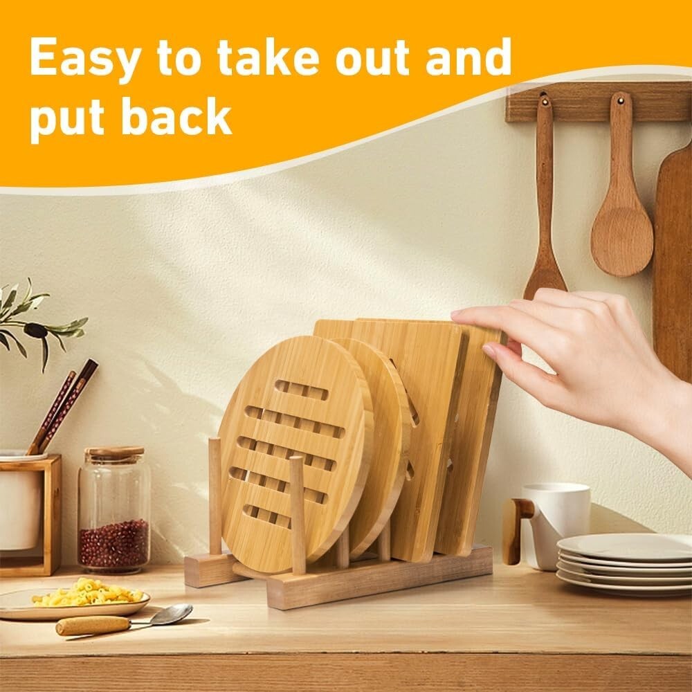 Stylish Bamboo Trivet Set of 16 - Heat Resistant Hot Pads for Kitchen & Dining