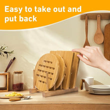 Load image into Gallery viewer, Stylish Bamboo Trivet Set of 16 - Heat Resistant Hot Pads for Kitchen &amp; Dining
