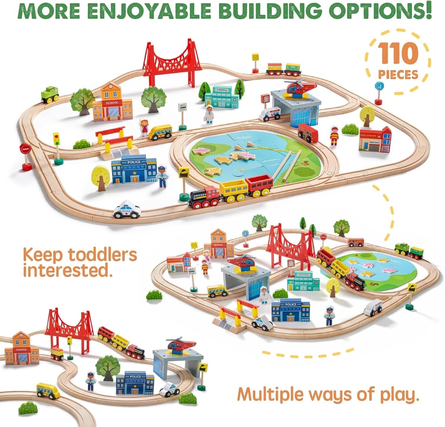 Engaging 110-Piece Train Set for Toddlers: Safe & Compatible with All Brands