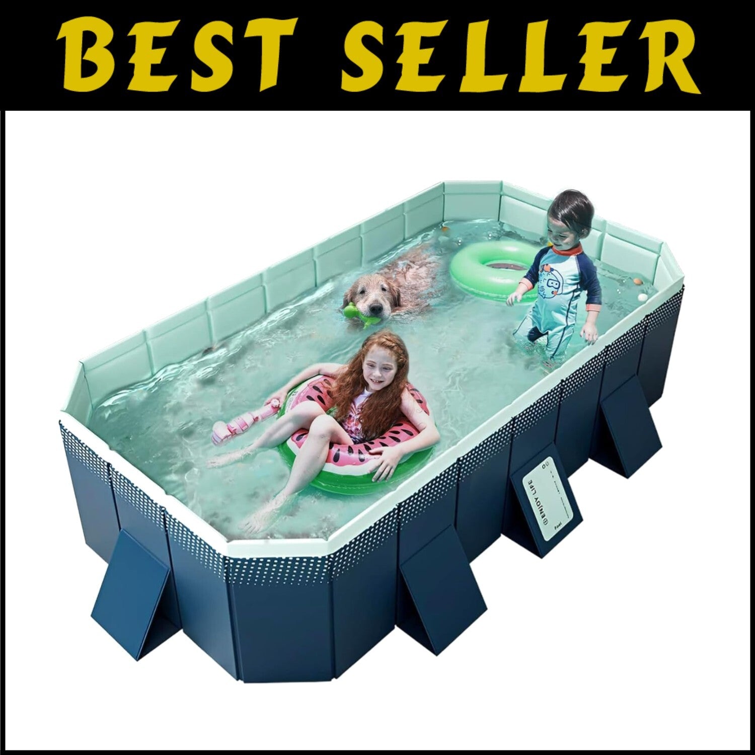 All-In-One Rectangular Family Pool with Cover and Maintenance Kit - 113" x 66"