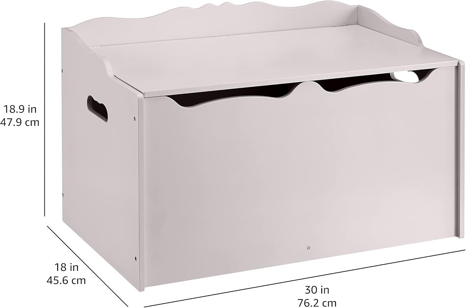Stylish Kids Toy Box Organizer in Gray, Wooden Storage Chest, 30"x18"x19"