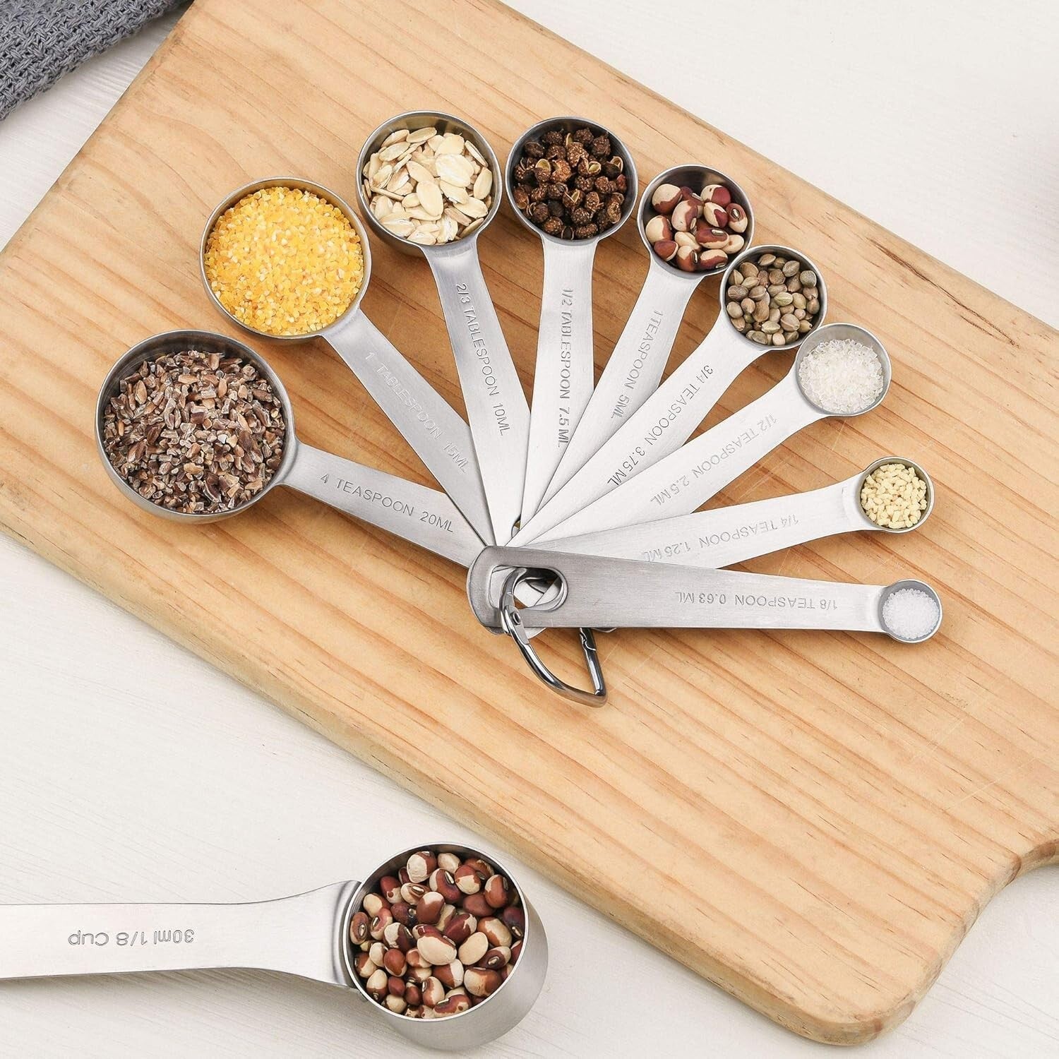 Complete 21-Piece Stainless Steel Measuring Set with Magnetic Conversion Chart