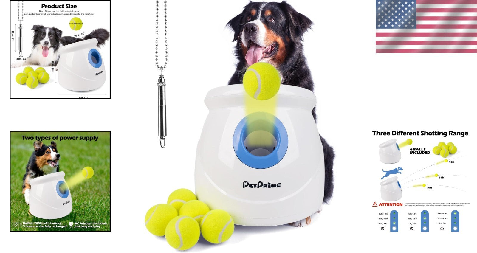 Interactive Adjustable Distance Automatic Dog Ball Launcher - 10-40ft Range