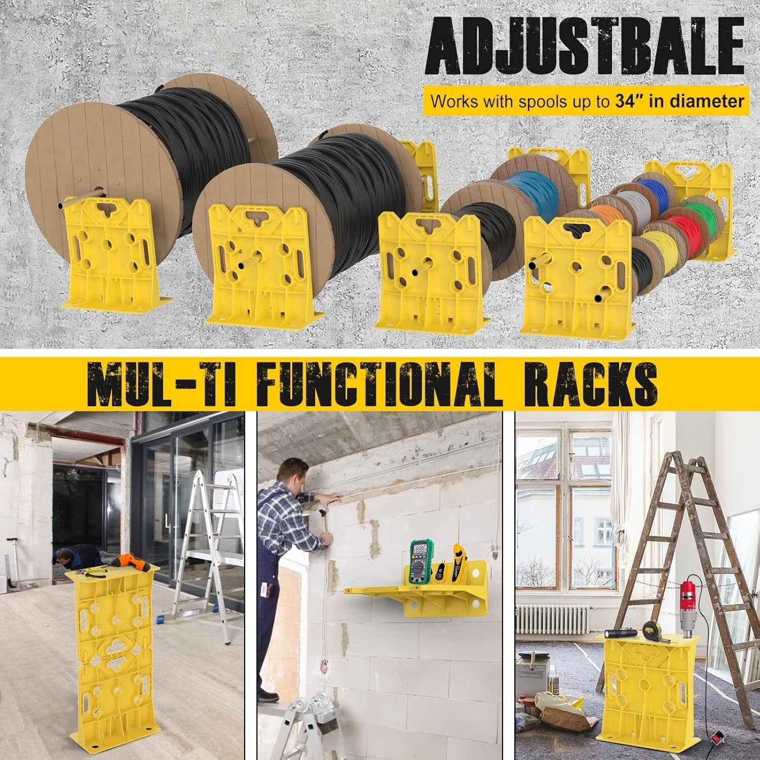 Versatile Wire Spool Caddy - Holds Up to 330 lbs, Ideal for Cable Organization