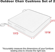 Load image into Gallery viewer, Fade-Resistant Patio Chair Cushions 19 x 19 x 3 in - Soft Foam Support Set of 2