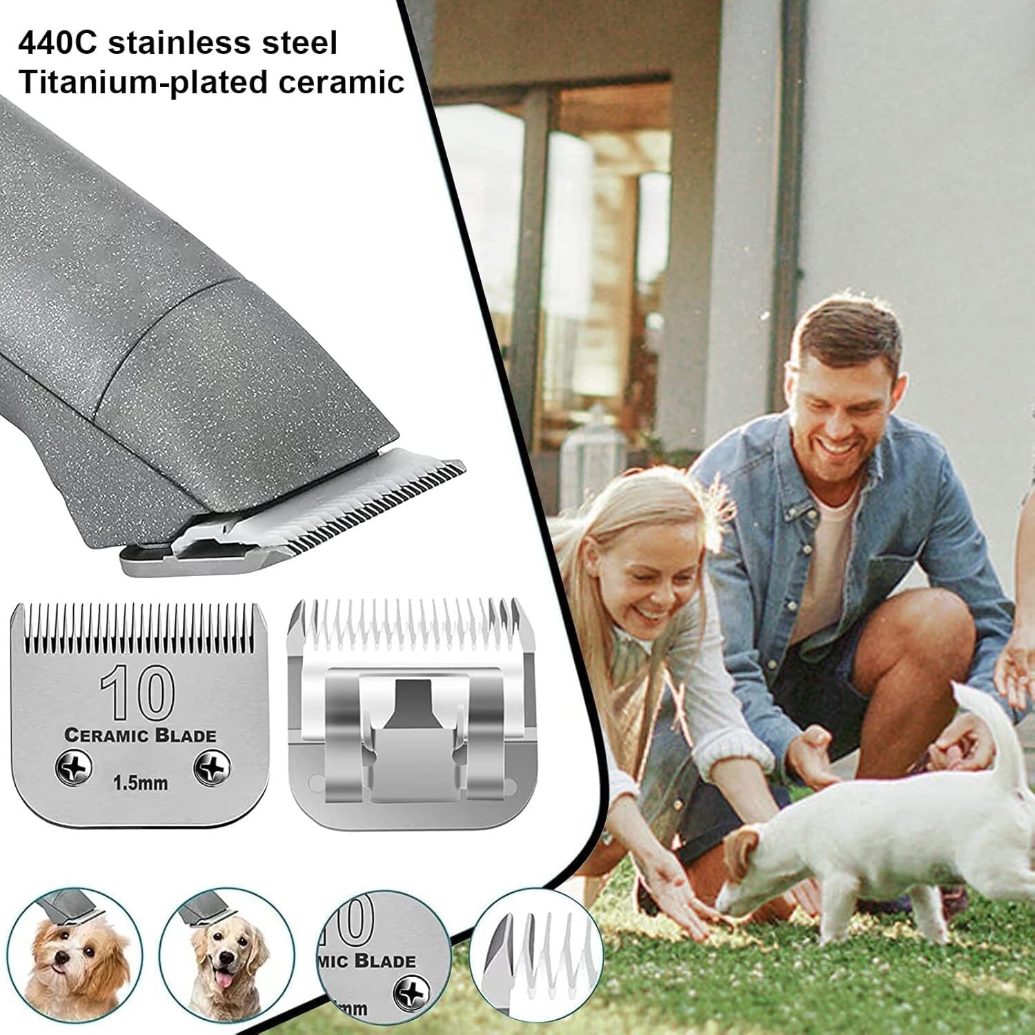 Ceramic and Stainless Steel Dog Grooming Replacement Blades - Heat Resistant
