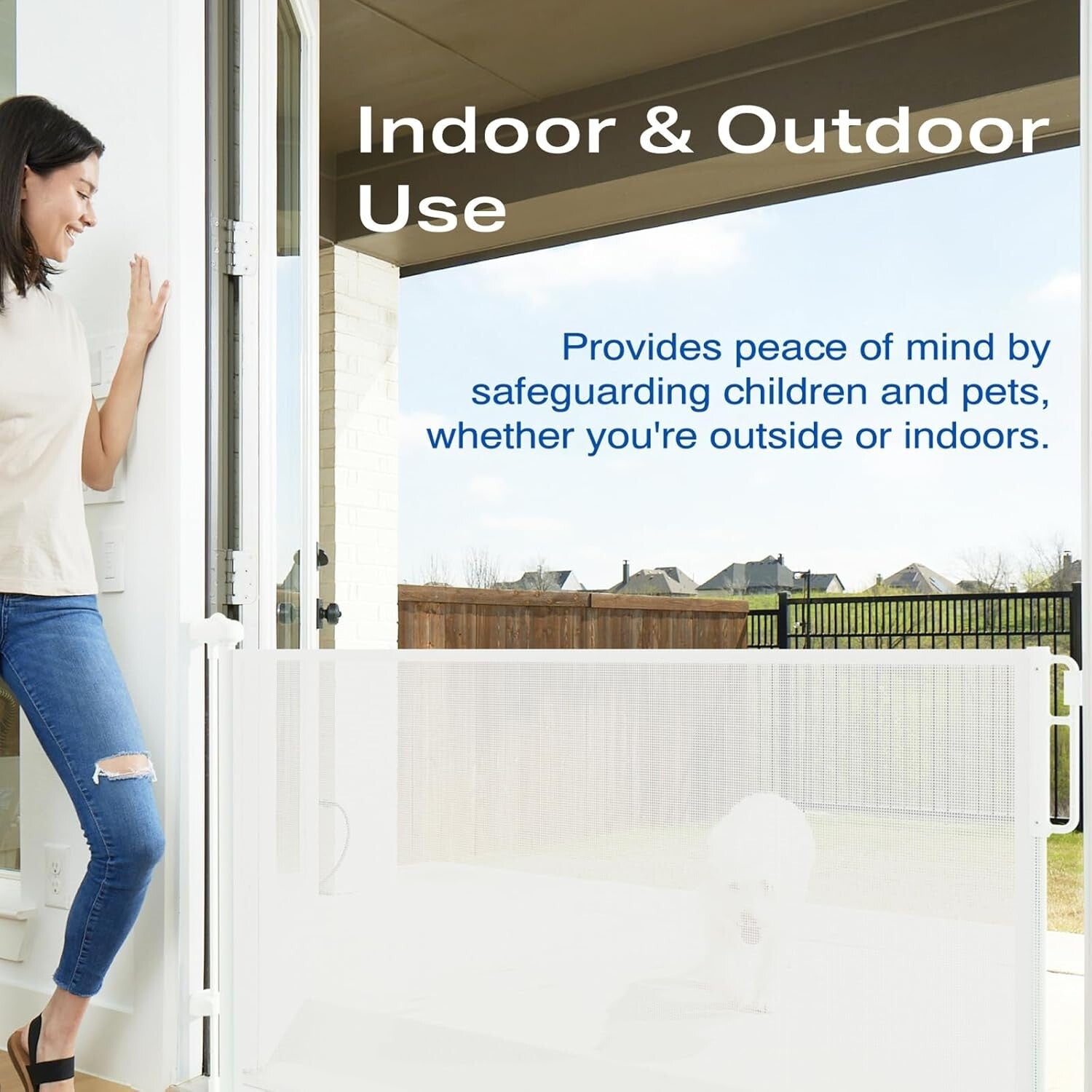 Durable 55" Retractable Baby Gate - Easy One-Handed Operation for Families