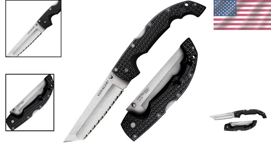 Durable XL Voyager Folding Knife with Serrated Tanto Blade for Everyday Carry