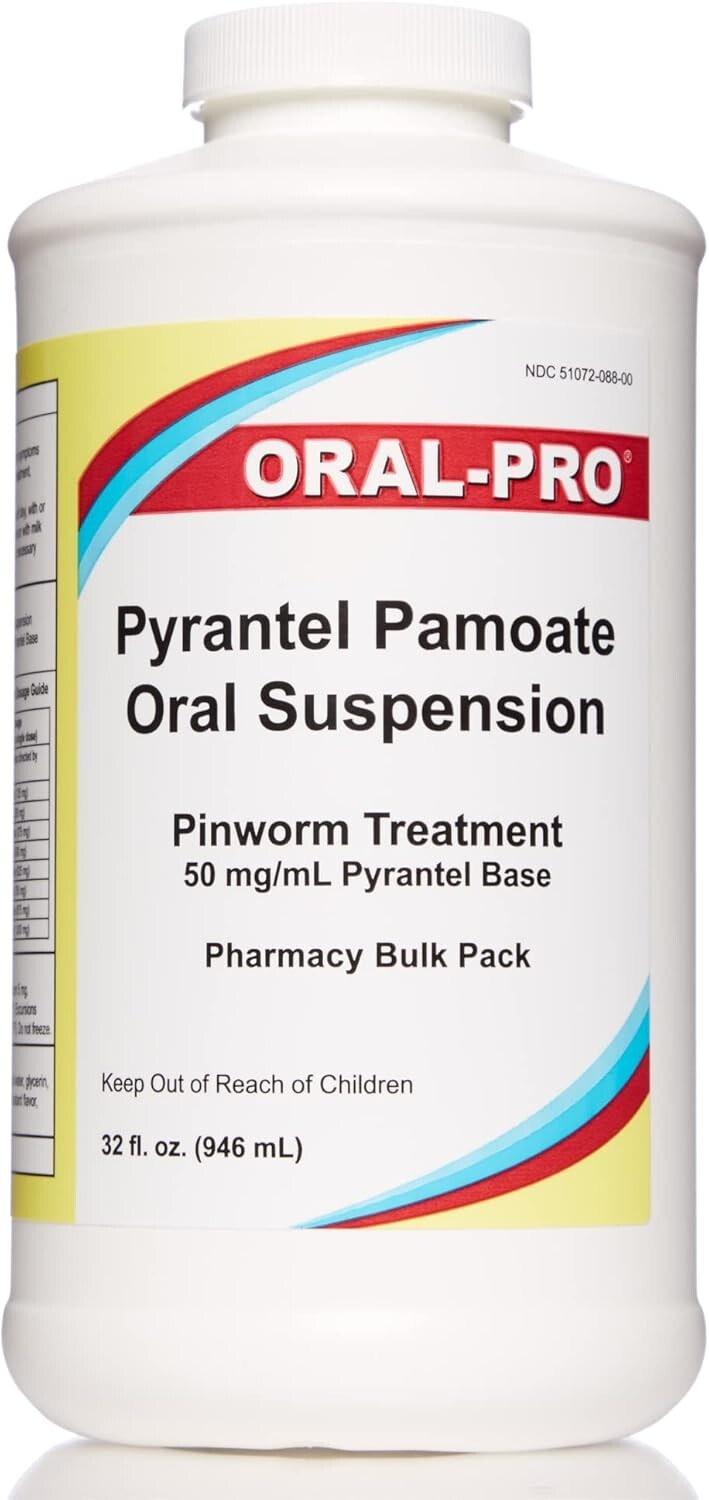 Tasteful Pinworm Treatment: Pyrantel Pamoate 32 Oz Liquid with Vanilla Flavor
