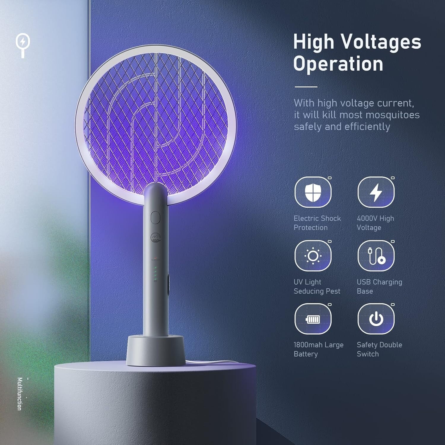 Dual-Function Electric Fly Swatter & Mosquito Trap Lamp - Safe & Eco-Friendly