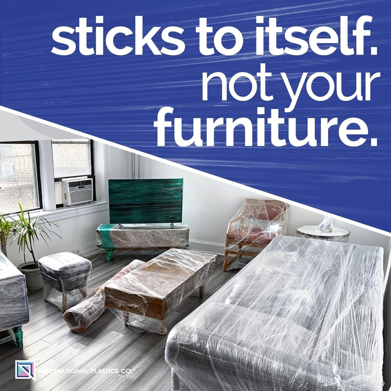 15" Plastic Stretch Film Wrap with Extended Handles - 1200ft Heavy-Duty Pack