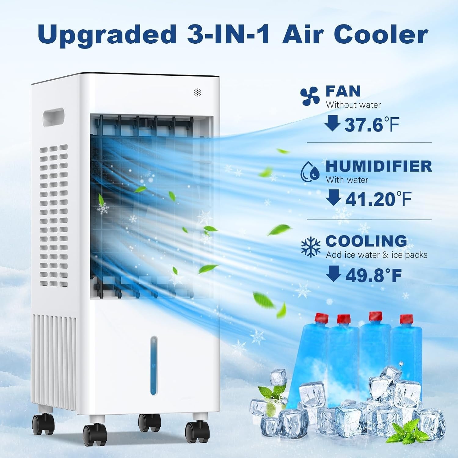 2025 Upgraded 3-in-1 Portable Air Conditioner with 2.6 Gal Tank, Remote Control