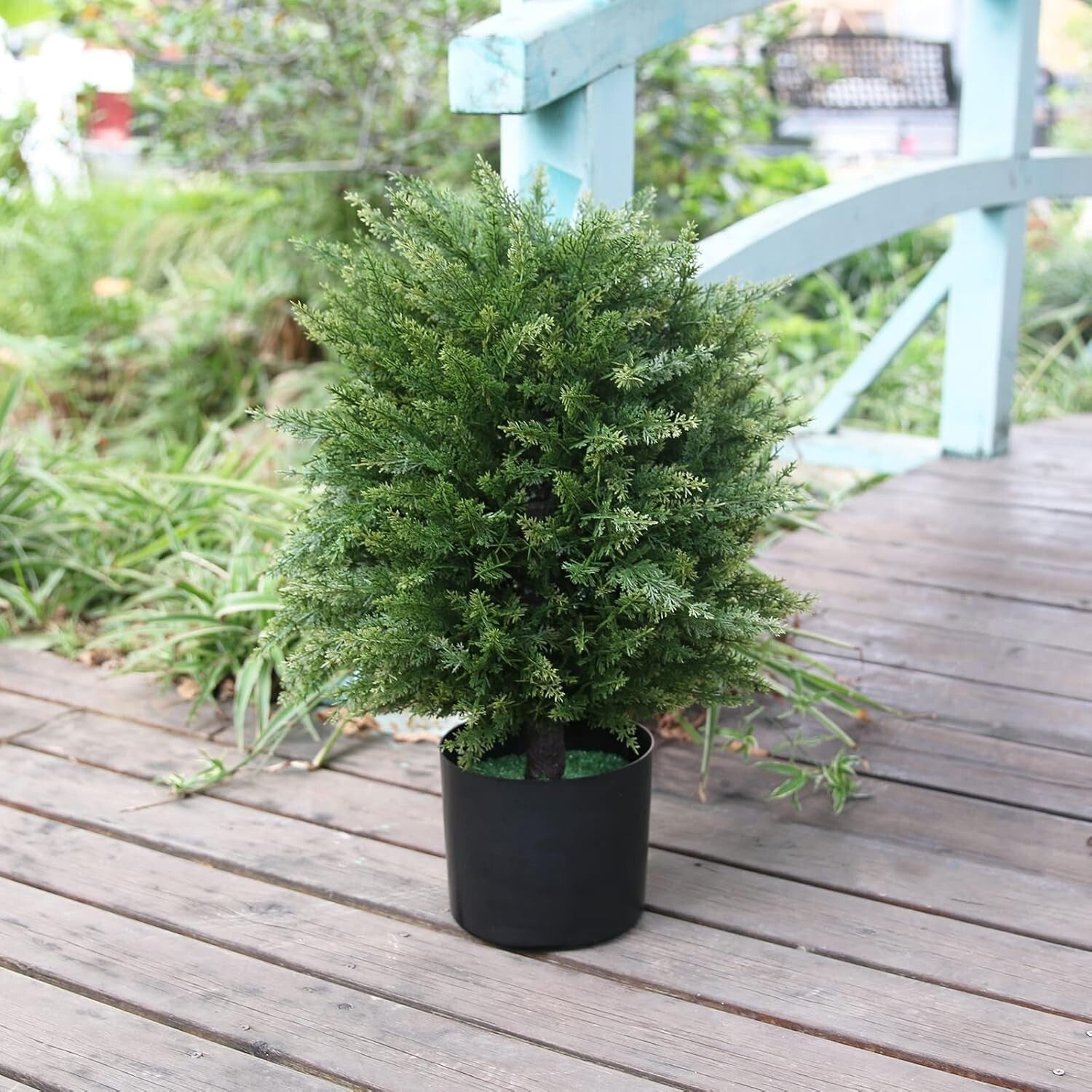 Decorative 19.7” Topiary Ball Tree Set - Weighted Pots & UV Protection Included