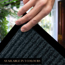 Load image into Gallery viewer, Versatile Striped Black Doormat, 3x5 Feet - Easy Clean, Indoor/Outdoor Combo