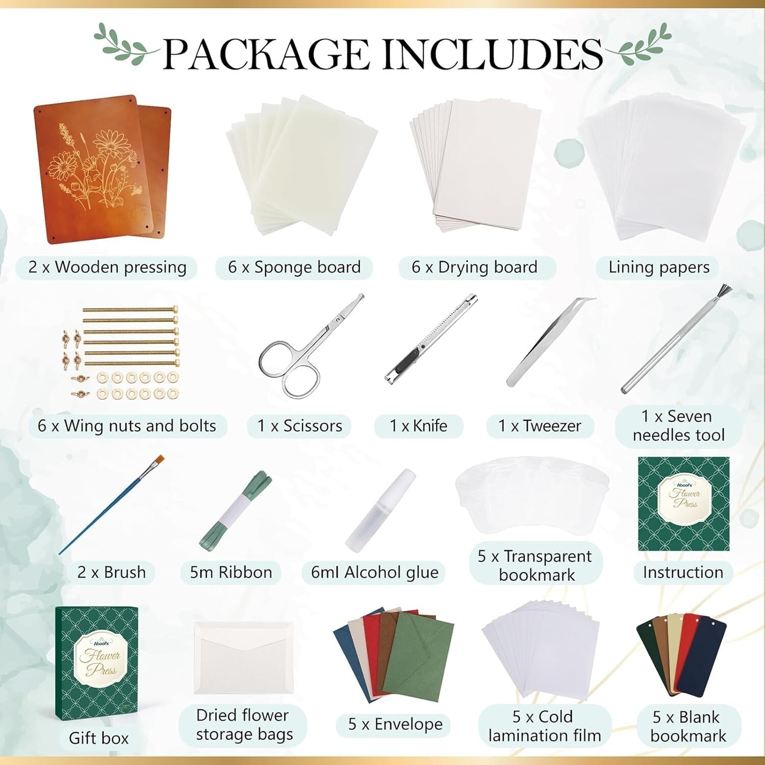 Elegant Wooden Flower Press Kit with Accessories - Unique Crafts for All Ages